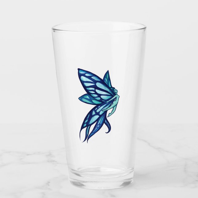 Copo De Pint Blue Fairy Wings Faerie Garden Art (Frente)