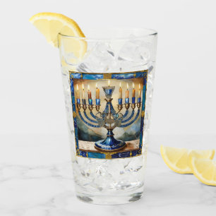 Copo De Pint Blue Hanukkah Menorah