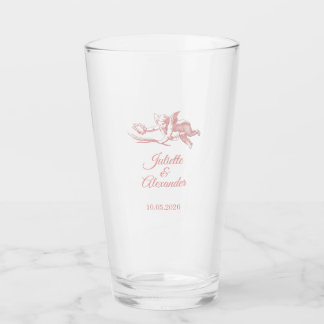 Copo De Pint Blush Toile de Jouy Wedding Glass Cup with Cherub 