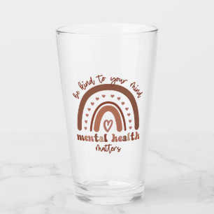 Copo De Pint Boho Rainbow Mental Health Seja gentil Com Sua Men