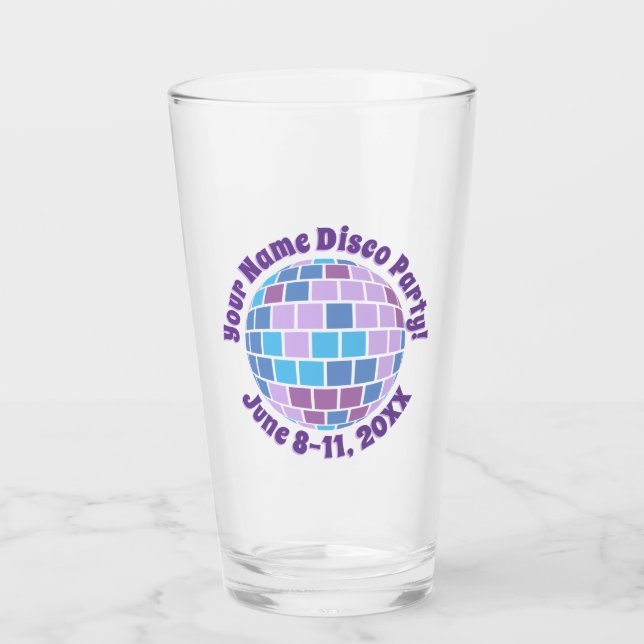Copo De Pint Bola de Disco Roxo Retroativa PERSONALIZADA (Frente)