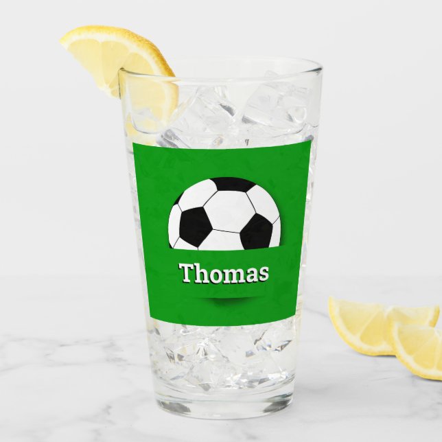 Copo De Pint Bola de futebol de nome personalizado, festa de fã (Gelo frontal)