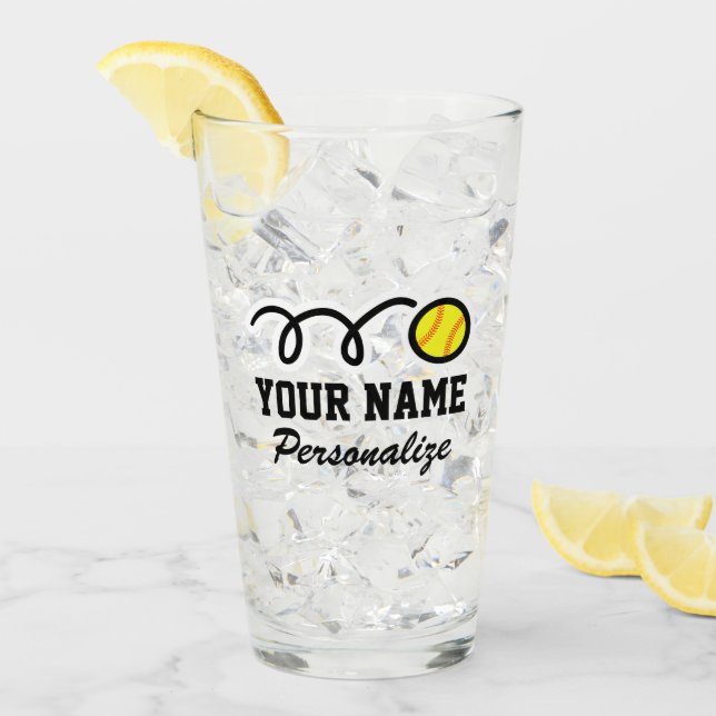 Copo De Pint Bola de softbol engraçada desenho personalizado An (Gelo frontal)