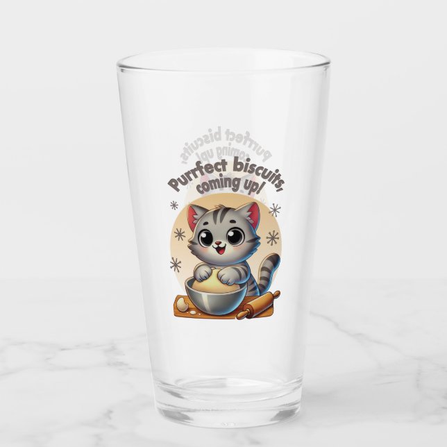 Copo De Pint "Bolachas Puras, a subir" Gato de Conhecimento (Frente)