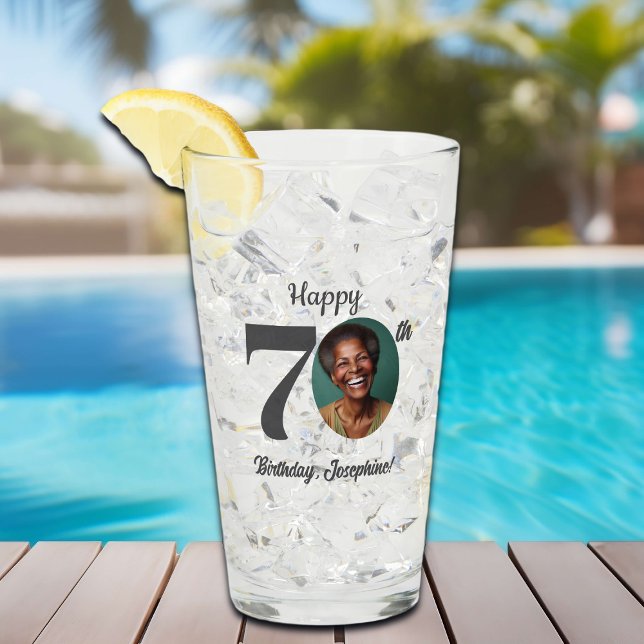 Copo De Pint Bold 70th Birthday Photo (Criador carregado)