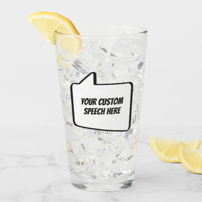 Copo De Pint Bolha de Voz de Texto e Nome Personalizado (Gelo frontal)