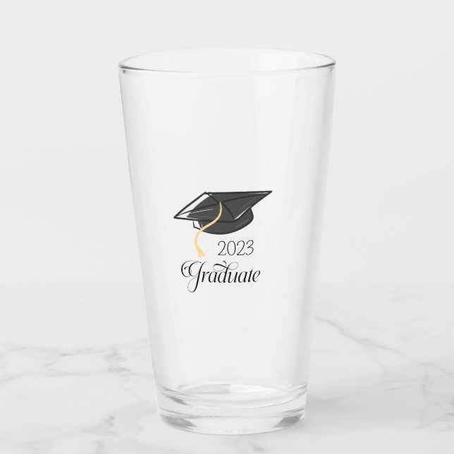 Copo De Pint Boné de formatura Preto para Presente de Graduação (Frente)