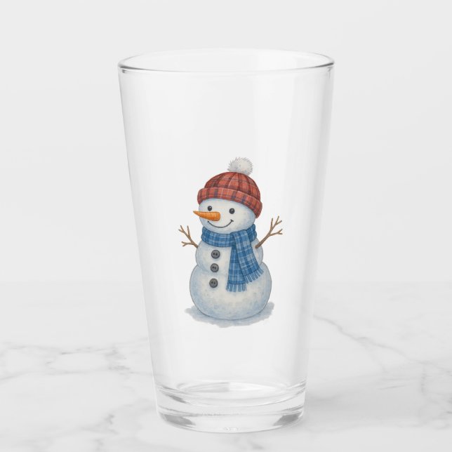 Copo De Pint Boneco de Neve Caprichoso Feliz Natal (Frente)