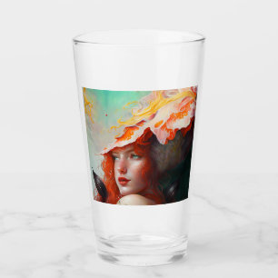 Copo De Pint Bonita Abstrato de Arte Vermelha Ginger Girl