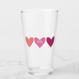 Copo De Pint Bonito Cor-de-Rosa e Corações Pêssegos