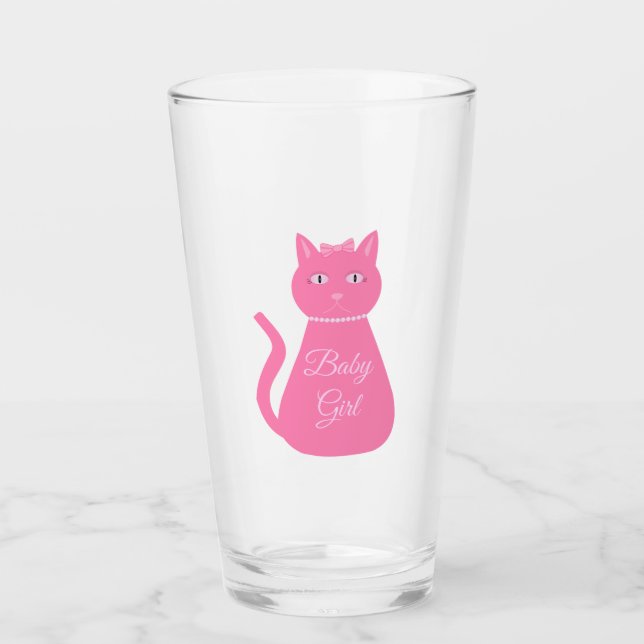 Copo De Pint Bonito Gato De Bebê Rosa (Frente)