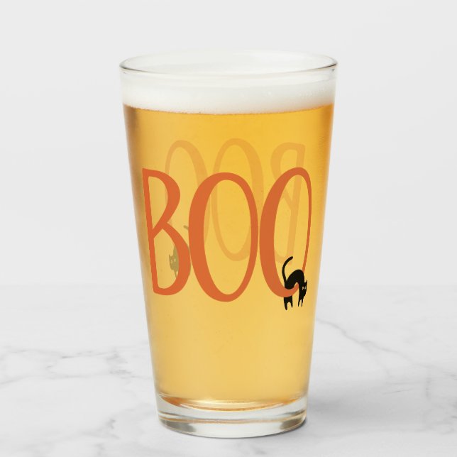 Copo De Pint Boo com Gato Preto (Frente (Preenchido))