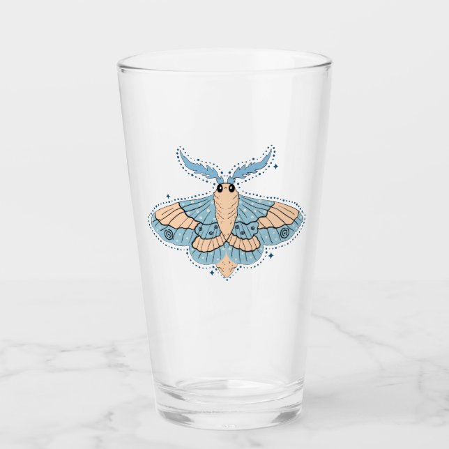 Copo De Pint Borboleta Celestial Caprichosa — Azul Suave e Pêss (Frente)