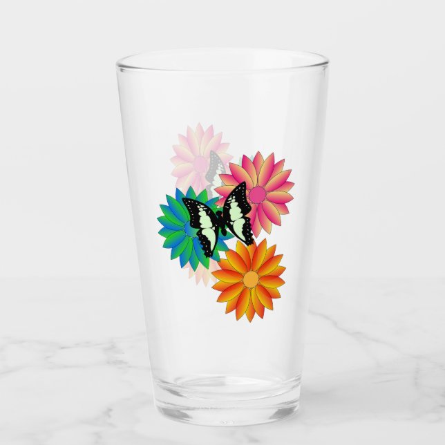 Copo De Pint Borboleta e Flores (Frente)