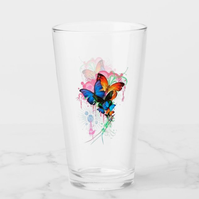 Copo De Pint Borboletas e Paint Splatter (Frente)