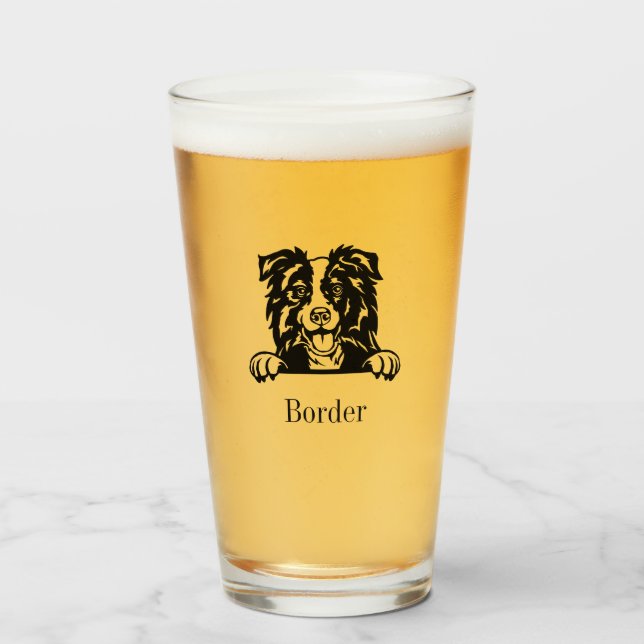 Copo De Pint Borda Collie Glass Tumbler (Frente (Preenchido))