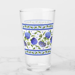 Copo De Pint Borda Folha Rico de Hydrangeas Azul