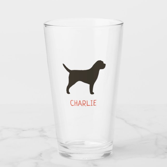 Copo De Pint Borda - Silhueta de Cão Terrier Personalizada (Frente)