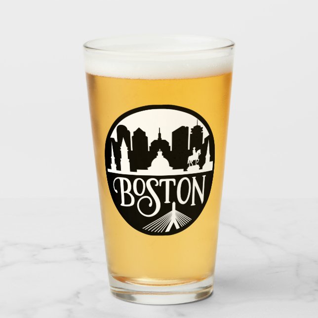 Copo De Pint Boston Skyline (Frente (Preenchido))