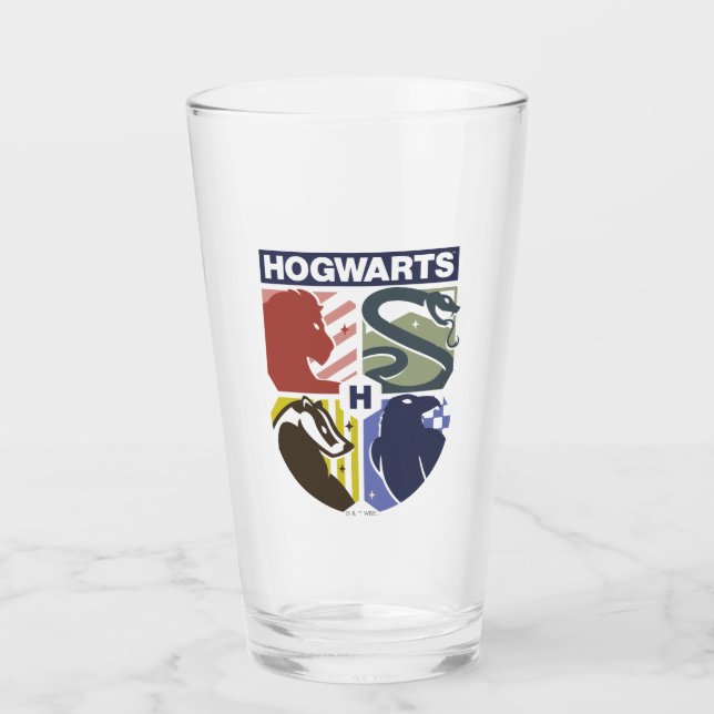 Copo De Pint Brasão Estampado Vintage HOGWARTS™ (Frente)