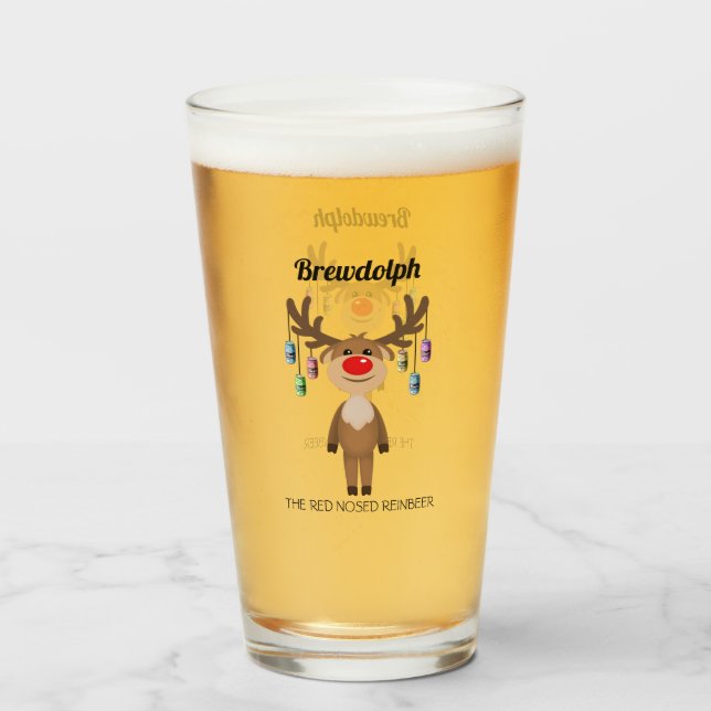 Copo De Pint Brewdolph o Renascerveja de Nariz Vermelho (Frente (Preenchido))