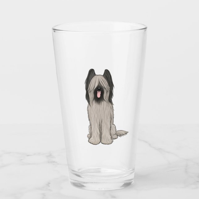 Copo De Pint Briard Cartoon Bebendo de Cães (Frente)