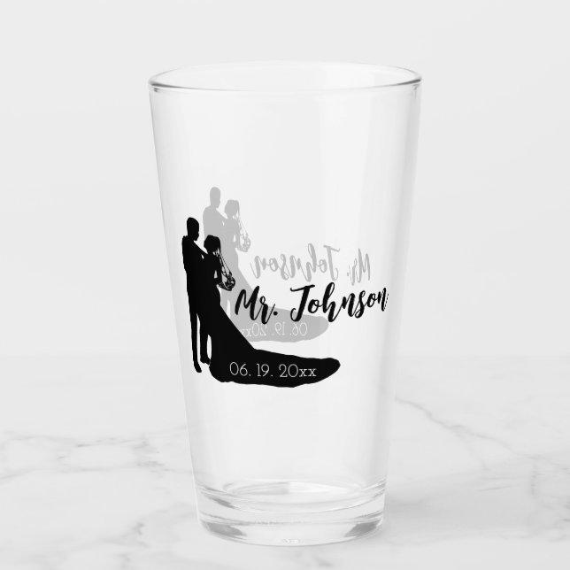 Copo De Pint Bride and Groom Silhouette (Frente)