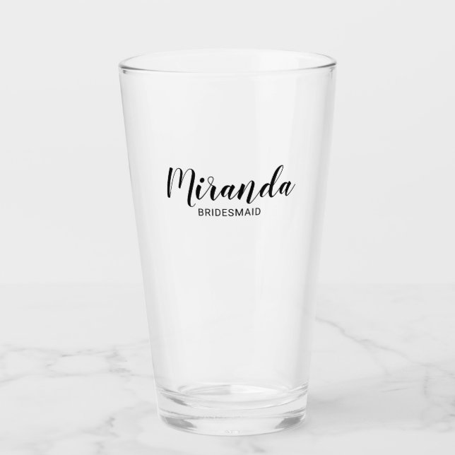 Copo De Pint Bridesmaid Personalizado de Script Moderno (Frente)