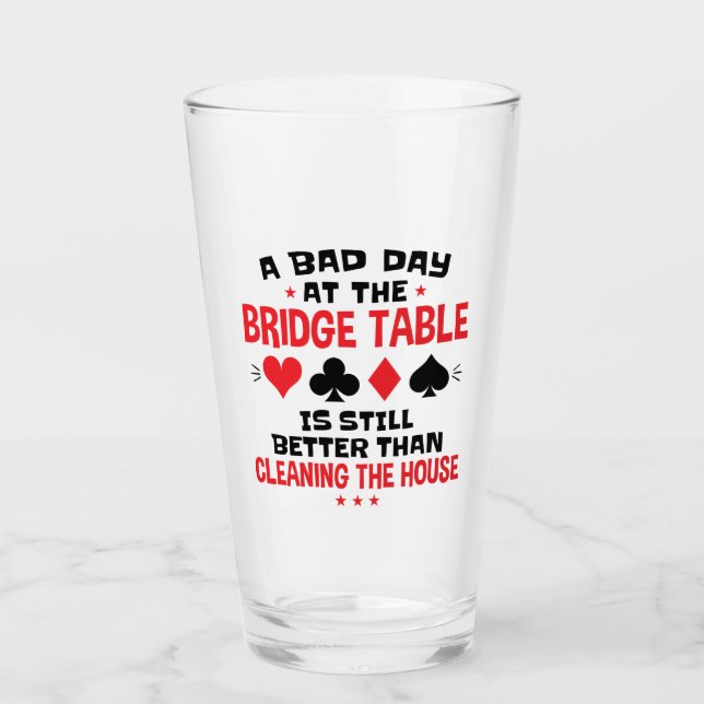 Copo De Pint Bridge Player Engraçado Citação no Dia Mau Na Mesa (Frente)