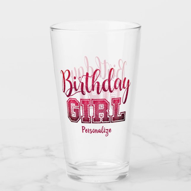 Copo De Pint Brincadeira, Rapariga Rosa, Personalizada (Frente)