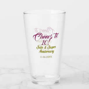 Copo De Pint Brinde ao 10º aniversário de casamento dourado ros
