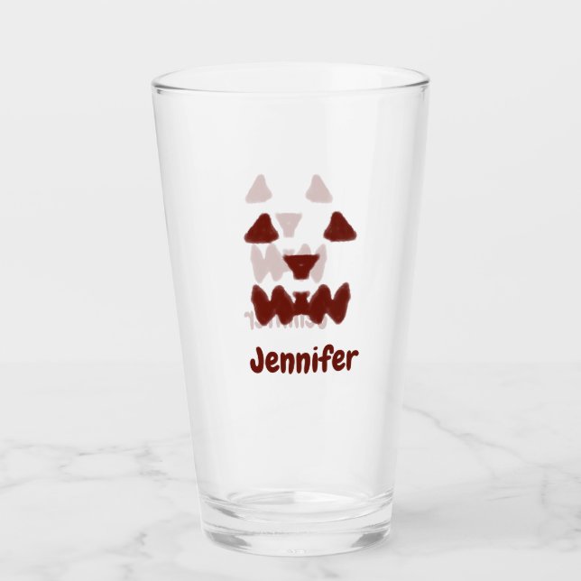 Copo De Pint Brown Halloween assustador queda rosto acrescentar (Frente)