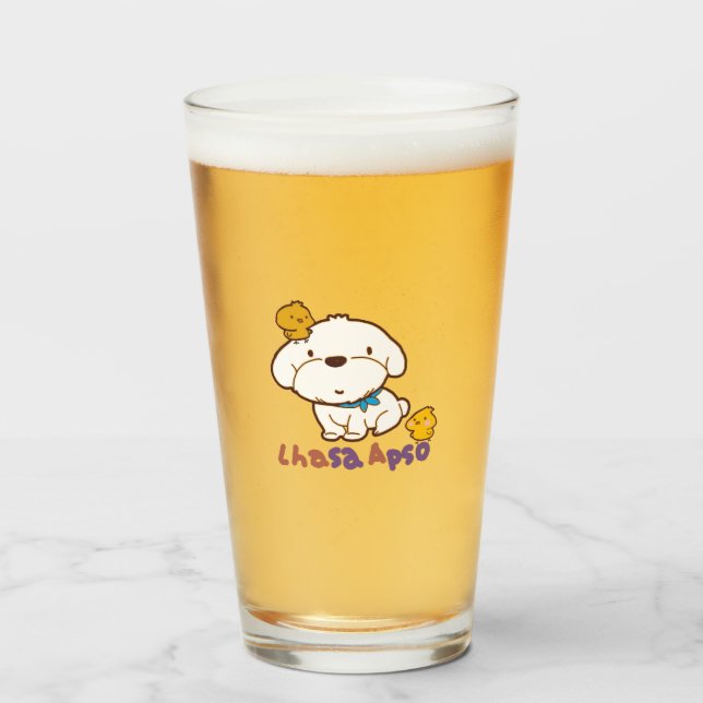 Copo De Pint bubu e guagua( Lhasa apso e frango pequeno) (Frente (Preenchido))