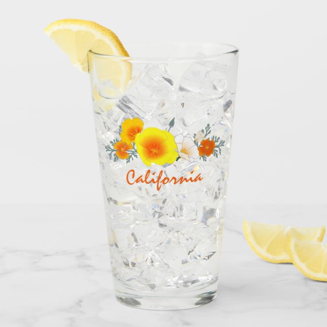 Copo De Pint Buquê com a Taça de Vidro de Texto da Califórnia (Gelo frontal)