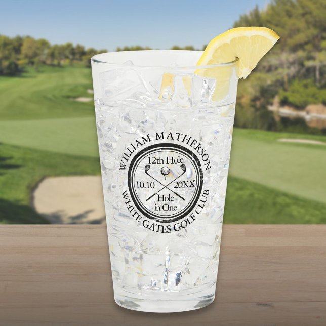 Copo De Pint Buraco clássico de golfe em um personalizado (Classic Golf Hole in One Personalized Glass)