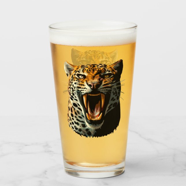 Copo De Pint Cabeça de ataque com picos-leopardo (Frente (Preenchido))