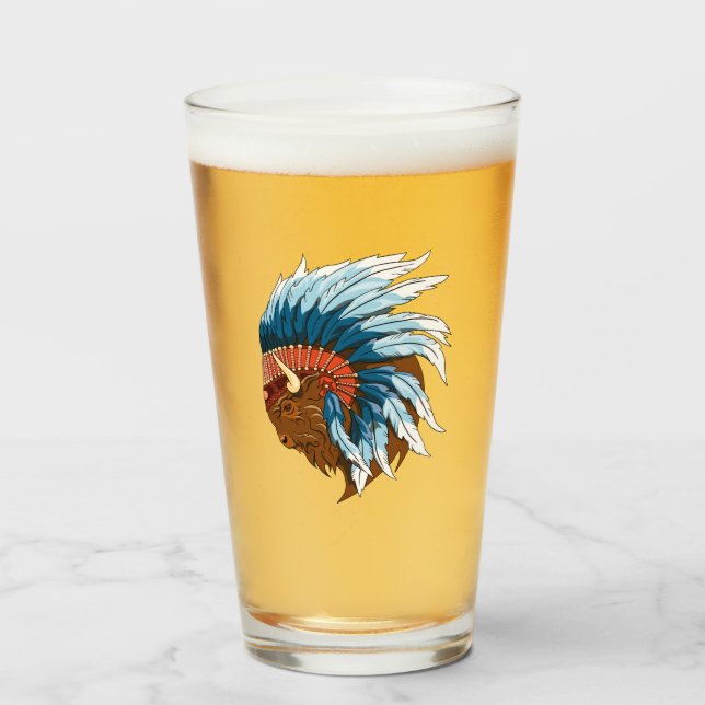 Copo De Pint Cabeça de Buffalo com Endereço Indígena (Frente (Preenchido))