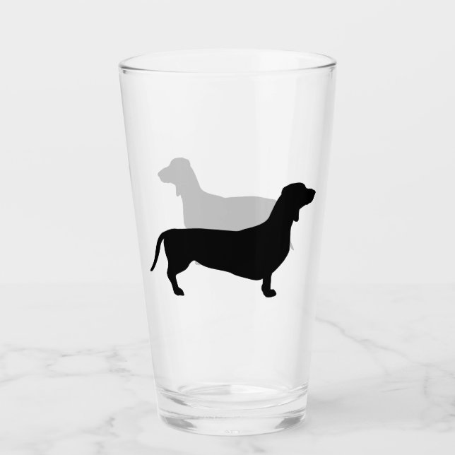 Copo De Pint Cabelo Curto Dachshund - Silhouette 1 (Frente)