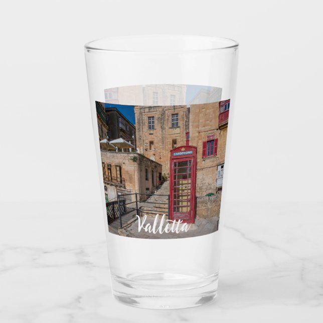 Copo De Pint Cabine telefônica vermelha em La Valetta Malta (Frente)