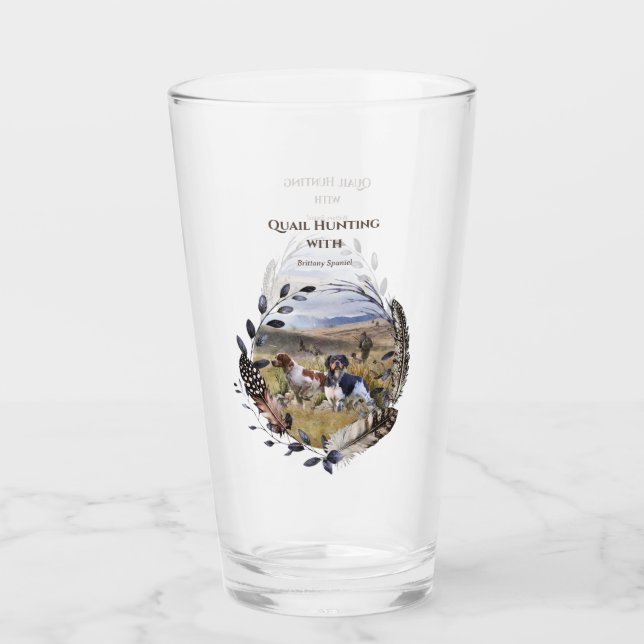 Copo De Pint Caça de codorniz com uma Bretanha espanhola, Arte (Frente)