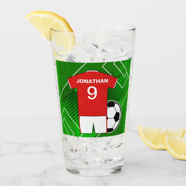 Copo De Pint Caça Personalizada Jersey Vermelho e Branco (Gelo frontal)
