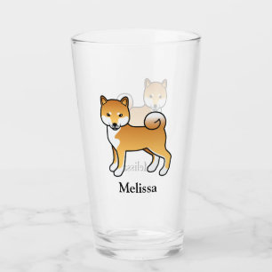 Copo De Pint Cachorro e nome do desenho animado vermelho Shiba