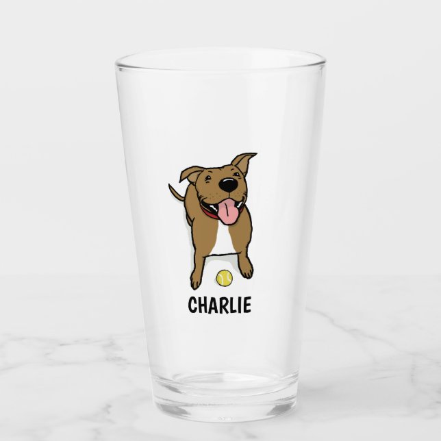 Copo De Pint Cachorro Grande Marrom e Branco Cachorro de Cartoo (Frente)