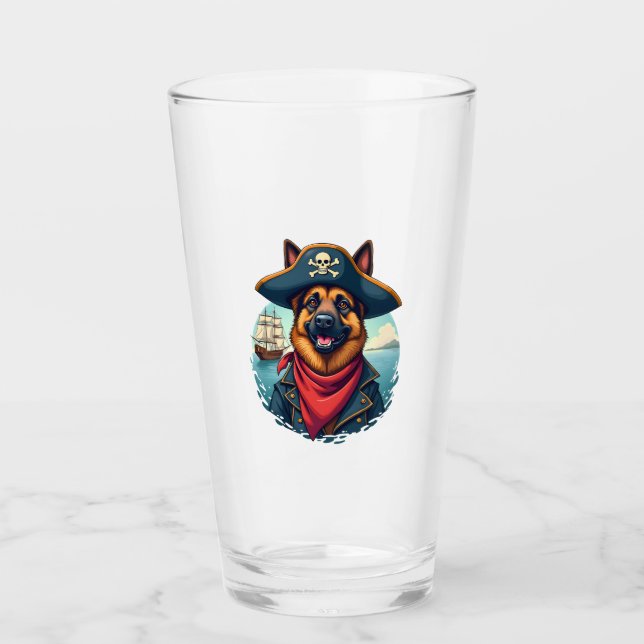 Copo De Pint Cachorro Pastor Alemão Pirata Cópia (Frente)