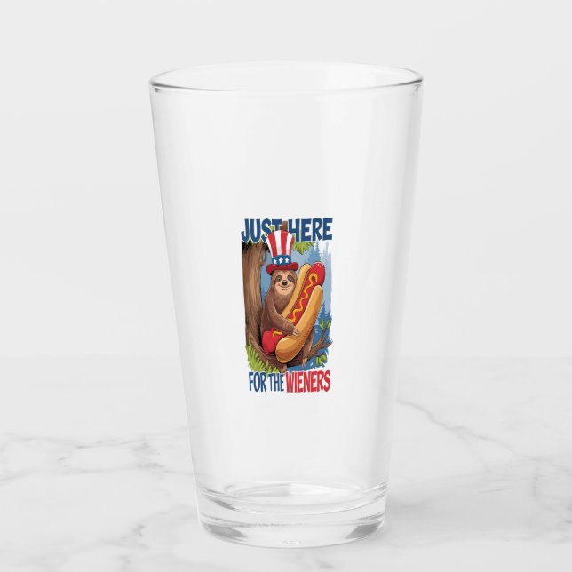 Copo De Pint Cachorro Quente Sloth BBQ 4 de Julho (Frente)