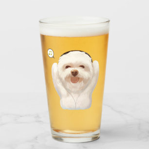 Copo De Pint Cachorro Sorriso: Vibrações Musicais Arte Bichon F