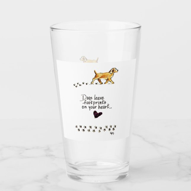Copo De Pint Cachorros Deixem Pawprint no seu coração (Frente)