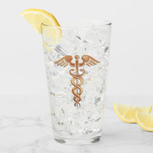Copo De Pint Caduceu de Médico ou Enfermeiro Dourado