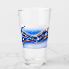 Copo De Pint Camisa Aqualume Wave – Fluxo Abstrato Laranja Azul