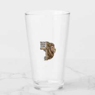 Copo De Pint Camisa Cristã Vintage Cruz do Leão Fé Sobre o Medo